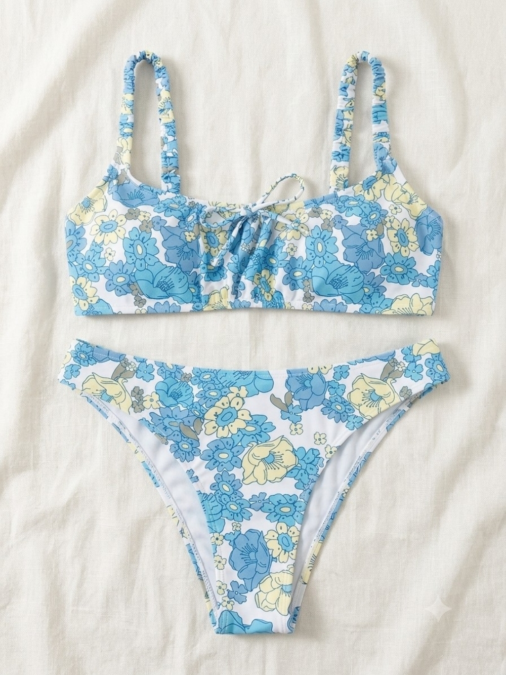 Floral Blue Two-Piece Bikini Set - Blue Floral